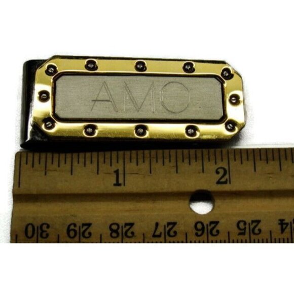 "AMO" Initials Money Clip Stainless Steel Credit Card Cash Silver Tone Gold Tone - Picture 6 of 7